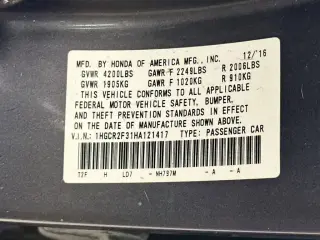 Honda Accord 2017 LX 4dr Sedan CVT