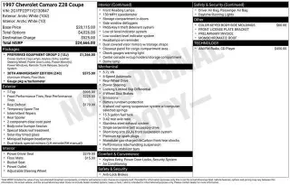 Chevrolet Camaro 1997 Z28 2 puertas Hatchback