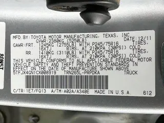 Toyota Tacoma 2012 4x2 PreRunner 4 puertas Cabina Doble 5.0 ft SB 4A