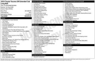 Toyota Tacoma 2024 4x2 SR 2dr XtraCab 6.1 ft LB