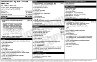 Ram 1500 2016 4x4 Big Horn Cabina Doble de 4 puestas y caja corta de 5.5 pies