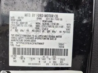 Ford F-150 2012 4x4 SVT Raptor 4dr SuperCrew Styleside 5.5 ft. SB