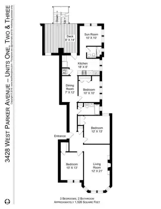 Propiedad en alquiler con 3 habitaciones y 2 baños en Chicago