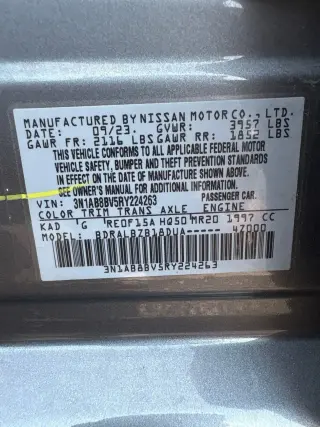 Nissan Sentra 2024 S Sedán de 4 puertas