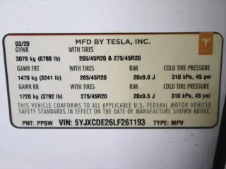 Tesla Model X 2020 AWD Long Range 4dr SUV