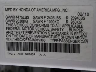 Honda Accord 2018 EX-L 4dr Sedan (2.0T I4)