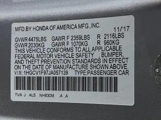 Honda Accord 2018 Touring 4dr Sedan (1.5T I4)