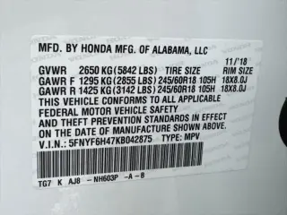 Honda Pilot 2019 AWD EX-L 4dr SUV w/Navi and RES