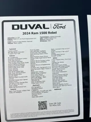Ram 1500 2024 4x4 Rebel 4 puertas Cabina Crew 5.6 pies. Pickup SB