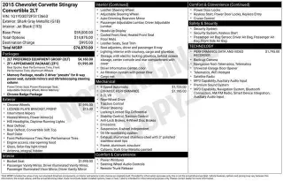 Chevrolet Corvette 2015 Stingray 2 puertas descapotable con 2LT