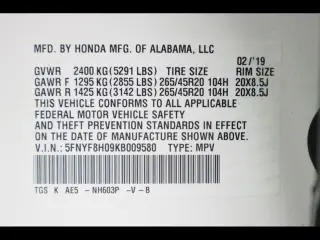Honda Passport 2019 AWD Elite 4 puertas SUV