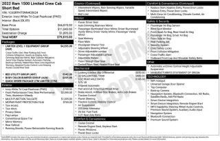 Ram 1500 2022 4x4 Limited 4 puertas Cabina Crew 5.6 pies. Caja corta Pickup