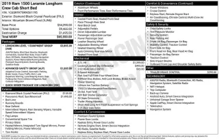 Ram 1500 2019 4x4 Laramie Longhorn 4 puertas Cabina Crew 5.6 pies. Caja corta Pickup