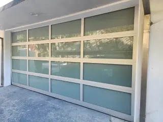 Full glass view two car garage