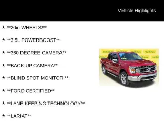 Ford F-150 2022 4x4 Lariat 4 puertas SuperCrew 5.5 pies. Caja corta