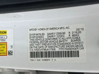 Honda Accord 2018 Touring 4 puertas Sedán (1.5T I4)