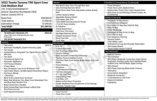 Toyota Tacoma 2022 4x4 TRD Sport 4 puertas Doble Cabina 5.0 ft SB 6 velocidades automáticas