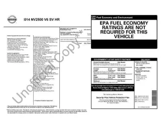 Nissan NV 2014 4x2 2500 HD S 3dr Cargo Van con Techo Alto (V6)