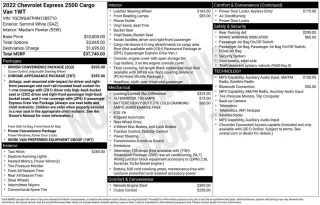 Furgoneta de Carga Chevrolet Express 2022 2500 3 puertas