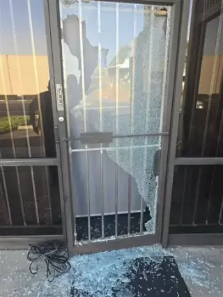 Shower door broken glass