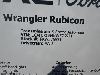 Jeep Wrangler 2019 4x4 Rubicon 2 puertas SUV