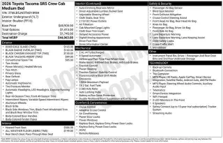 Toyota Tacoma 2026 4x4 SR5 4p Doble Cabina 6,1 ft LB