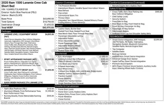 Ram 1500 2020 4x2 Laramie Crew Cab de 4 puertas y caja corta de 5.6 pies