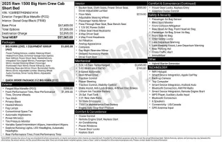 Ram 1500 2025 4x2 Big Horn 4p. Cabina de Tripulación Grande 5.6 ft. SB Camioneta