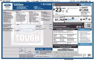 Ford Ranger 2021 4x2 Lariat 4p SuperCrew 5.1 ft. SB