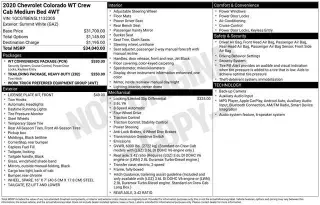 Chevrolet Colorado 2020 4x4 Work Truck 4p. Camioneta de cabina completa 5 pies. SB