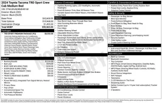 Toyota Tacoma 2024 4x4 TRD Sport 4 puertas Doble Cabina Caja Corta 5.0 pies 8A