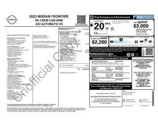 Nissan Frontier 2023 4x2 SV 4dr Crew Cab 5 ft. SB