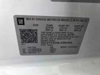 Chevrolet Silverado 1500 2020 4x4 LT Trail Boss 4dr Crew Cab con motor de 5.8 ft. SB.