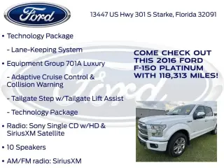 Ford F-150 2016 4x4 Platinum 4dr SuperCrew 5.5 ft. SB