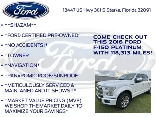Ford F-150 2016 4x4 Platinum 4dr SuperCrew 5.5 ft. SB