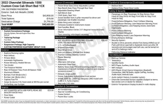 Chevrolet Silverado 1500 2022 4x2 Custom 4dr Crew Cab 5.8 ft. SB