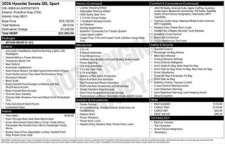 Hyundai SONATA 2026 SEL Sport 4dr Sedan