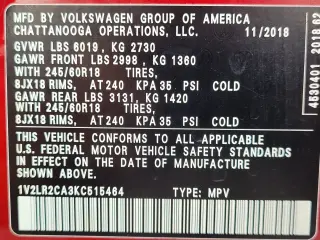 Volkswagen Atlas 2019 AWD V6 SE 4Motion 4dr SUV