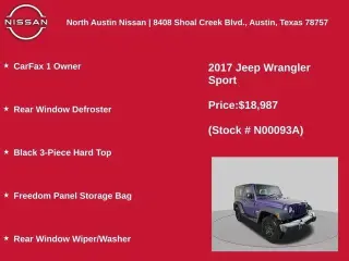Jeep Wrangler 2017 4x4 Sport 2dr SUV