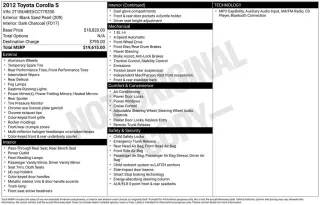 Toyota Corolla 2012 S 4p Sed 5M