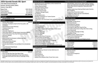 Hyundai SONATA 2026 SEL Sport 4dr Sedan