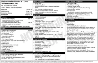 Chevrolet Colorado 2023 4x2 Work Truck 4dr Crew Cab 5 ft. SB