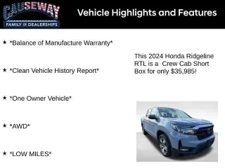 Honda Ridgeline 2024 AWD RTL 4p Cab Crew 5.3 ft. SB