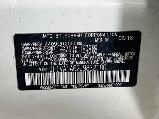 Subaru WRX 2018 AWD 4p Sedan