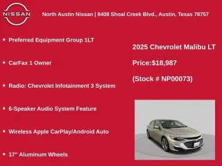 Chevrolet Malibu 2025 LT 4p Sedan con 1LT