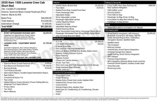 Ram 1500 2020 4x4 Laramie 4dr Crew Cab 5.6 ft. SB Camioneta