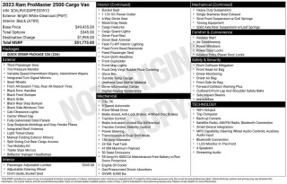 Ram ProMaster 2023 2500 136 WB 3dr Caravana de Carga de Techo Alto