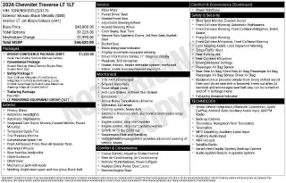 Chevrolet Traverse 2026 LT 4 puertas SUV