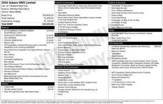 Subaru WRX 2026 AWD Limited 4dr Sedan SPT