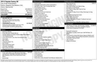 Toyota Camry 2013 SE 4dr Sedan